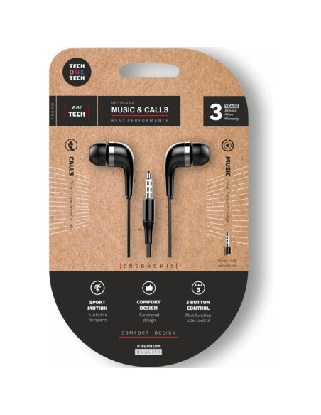 Auriculares_Altavoces TECH ONE TECH TOT-AUR TEC1005 - Auriculares Intrauditivos Tech One Tech soft earTECH TEC1005/ con Negros