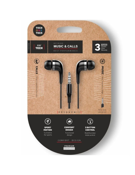 Auriculares_Altavoces TECH ONE TECH TOT-AUR TEC1005 - Auriculares Intrauditivos Tech One Tech soft earTECH TEC1005/ con Negros