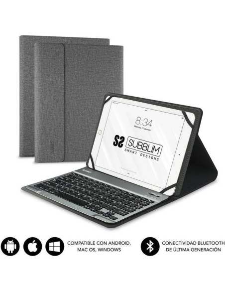 Perifericos SUBBLIM SUB-FUNDA KT2-BT0002 - Funda con Teclado Subblim Keytab Pro Bluetooth para Tablets de 9.6'-10.8'/ Gris