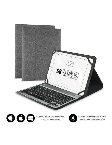 Perifericos SUBBLIM SUB-FUNDA KT2-BT0002 - Funda con Teclado Subblim Keytab Pro Bluetooth para Tablets de 9.6'-10.8'/ Gris