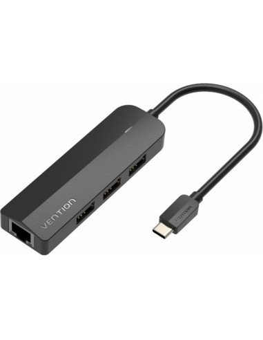 Perifericos VENTION VEN-DOCK TGOBB - Hub USB Tipo-C Vention TGOBB/ 3xUSB/ 1xRJ45/ 1x Micro B PD