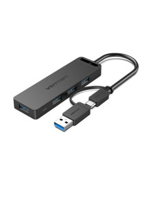Perifericos VENTION VEN-HUB CHTBB - Hub USB 3.0 y Tipo-C Vention CHTBB/ 4xUSB/ USB Tipo-C PD 2