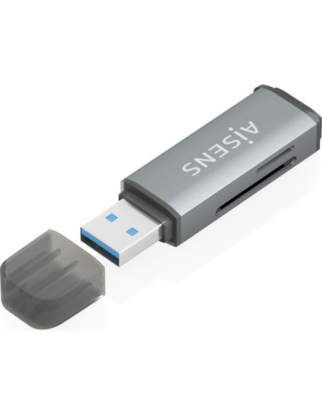 Accesorio AISENS ASCR-2A09-GR - Aisens lector de tarjetas sd, micro sd, mmc, rs-mmc, mmc micro, usb-a, gris