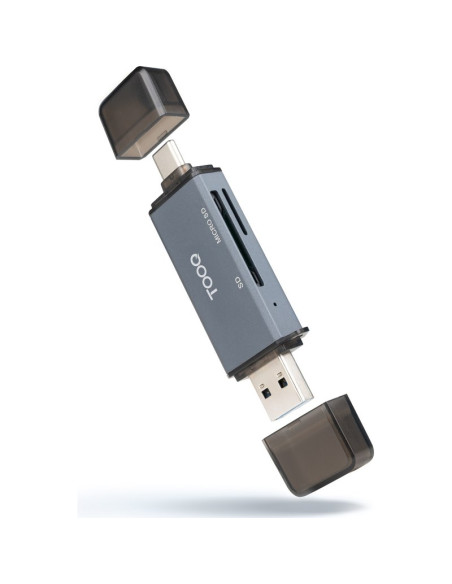 Accesorio TOOQ TQR-3001G - Lector tarjetas usb3.0 (usb-c+usb-a), sd/tf, gris
