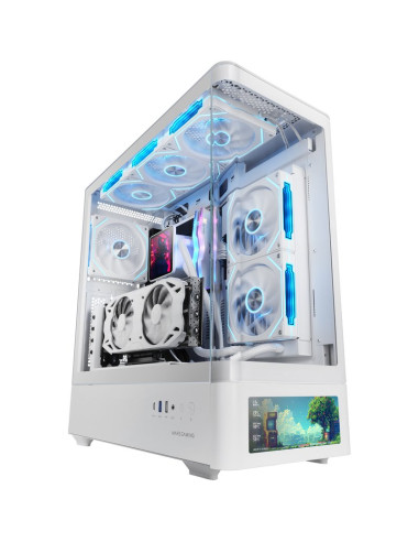 Caja MARS GAMING MCLCDPROW - Caja semitorre atx mc-lcdx pro blanco mars gaming pantalla lcd ips 9.16''/ 3 hdd y 3 ssd/ atx f