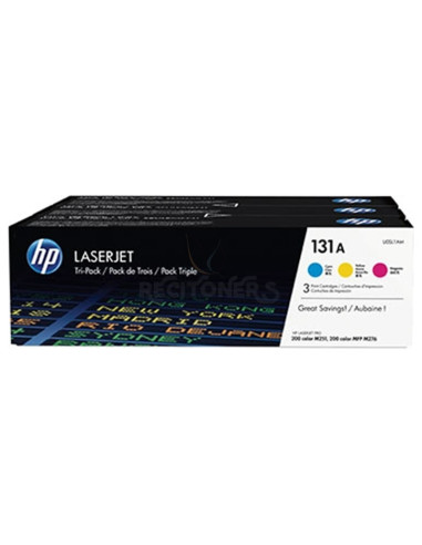 Toner U0SL1AM HP - HP Nº131A PACK 3 TONER CIAN/MAGENTA/AMARILLO HP LASERJET PRO 200 M251N/NW