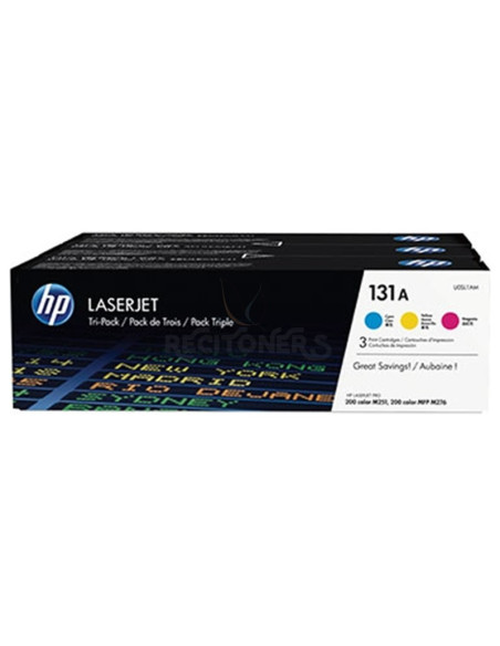 Toner U0SL1AM HP - HP Nº131A PACK 3 TONER CIAN/MAGENTA/AMARILLO HP LASERJET PRO 200 M251N/NW