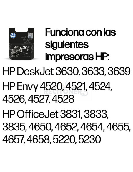 Cartucho de tinta F6U68AE HP - HP Cartucho de tinta original 302XL de alta capacidad negro