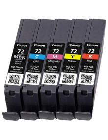 Cartucho de tinta 6402B009 CANON - CANON CARTUCHO PGI72 PACK 5 COLORES MBK/C/M/Y/R PIXMA PRO-10 (Cian, Magenta, Negro mate 2