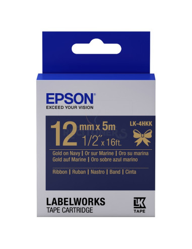 Cartucho de tinta C53S654002 EPSON - EPSON Cartucho de etiquetas de cinta satinada LK-4HKK oro/azul marino de 12 mm (5 m)