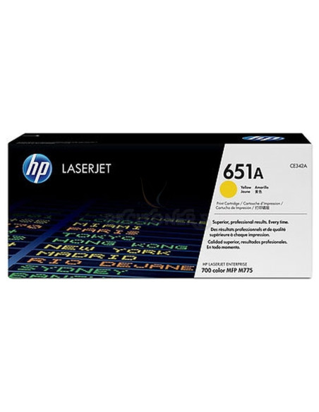Toner CE342A HP - HP TONER AMARILLO 651A 16.000 PÁGINAS LS ENTERPRISE/700 COLOR MFP/M775
