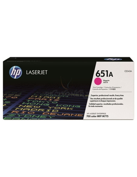Toner CE343A HP - HP TONER MAGENTA 651A 16.000 PÁGINAS LS ENTERPRISE/700 COLOR MFP/M775