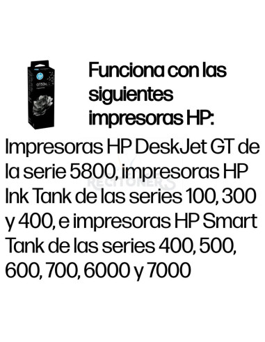 Cartucho de tinta 1VV21AE HP - HP Botella de Tinta Original GT53XL negra de 135 ml Negro