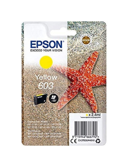 Cartucho de tinta C13T03U44010 EPSON - EPSON TINTA AMARILLO XP-2100, 3100, 4100 / WF-2830DWF, 2850DW - Nº 603