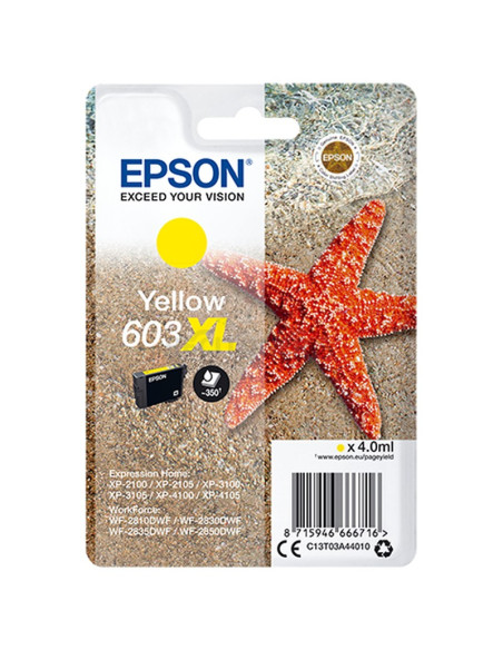 Cartucho de tinta C13T03A44020 EPSON - EPSON tinta amarilla XL Estrella de mar 1 tinta 603XL RF / AM Single