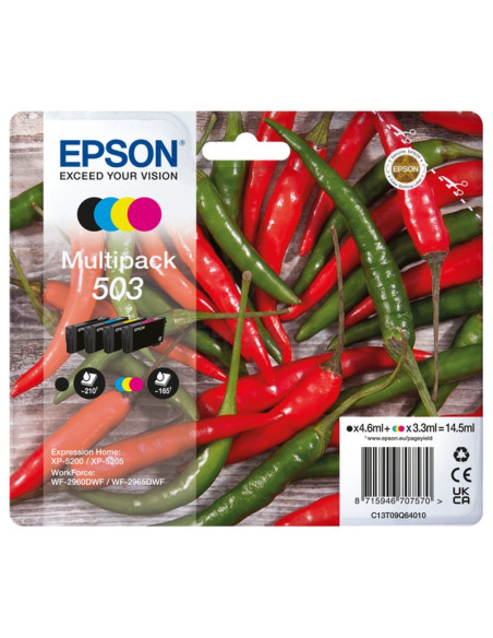 Cartucho de tinta C13T09Q64010 EPSON - EPSON Cartucho 4 colores Multipack 503 WF-2960dwf,WF-2965dwf, XP-5205 Pimiento