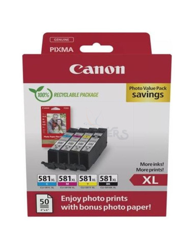 Cartucho de tinta 2052C006 CANON - CANON TINTA ECOPACK BK+C/M/Y + 50H PAPEL FOTOGRAFICO - PIXMA TS 615X/815X/915X - TR