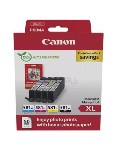 Cartucho de tinta 2052C006 CANON - CANON TINTA ECOPACK BK+C/M/Y + 50H PAPEL FOTOGRAFICO - PIXMA TS 615X/815X/915X - TR