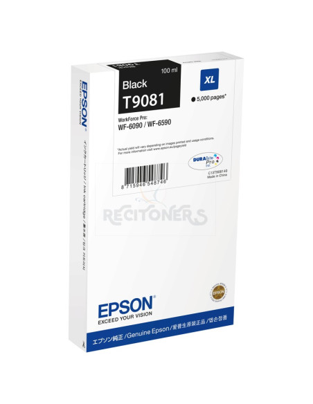 Cartucho de tinta C13T90814N EPSON - Epson C13T90814N cartucho de tinta 1 pieza(s) Original Alto rendimiento (XL) Negro
