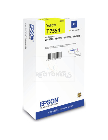 Cartucho de tinta EPSON-8715946726908 EPSON - EPSON Cartucho Amarillo XL 4000p WF-8xxx