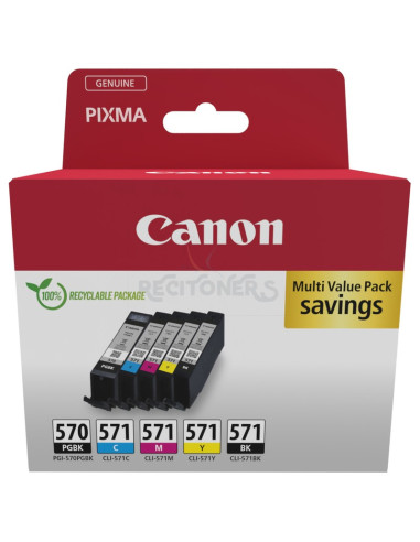 Cartucho de tinta 0372C006 CANON - CANON TINTA ECOPACK PGBK+ BK/C/M/Y - PIXMA TS