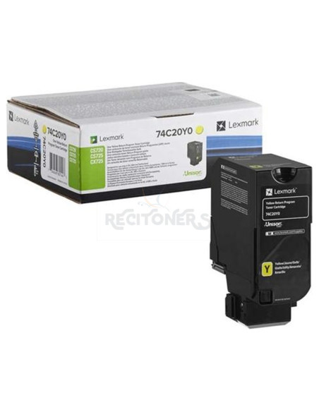 Toner 74C20Y0 LEXMARK - LEXMARK TONER AMARILLO CS720, CS725, CX725 RETORNABLE