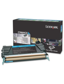 Toner C746A1CG LEXMARK - LEXMARK 746DN/746DTN/746N/748DE/748DTE/748E Cartucho de toner Cian Retornable