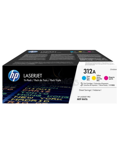 Toner CF440AM HP - HP LASER JET 312A PACK 3 TONER CIAN/MAGENTA/AMARILLO 2.700 PAGINAS