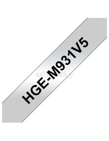 Papeleria HGEM951V5 BROTHER - CINTA ALTA CALIDAD.TEXTO NEGRO SOBRE FONDO PLATEADO CAJA DE5 UND 24MM X 8M