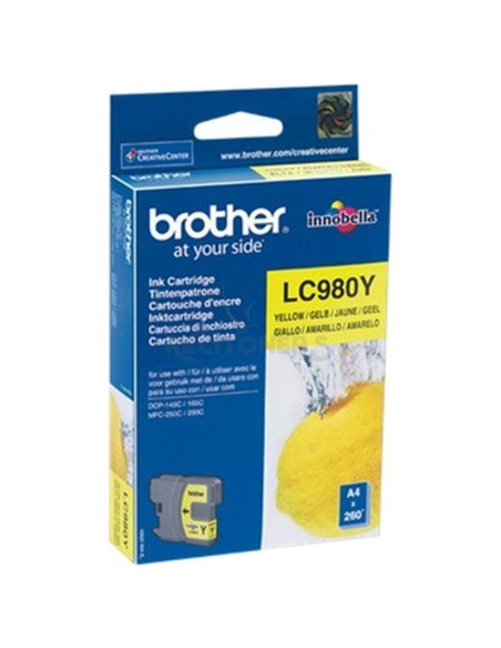 Cartucho de tinta LC980Y BROTHER - BROTHER CARTUCHO AMARILLO 300 PAG. DCP-/145/165C/195C/365/375CW MFC-/255CW/295CN/290C