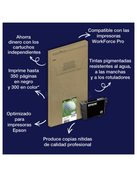 Cartucho de tinta C13T34664510 EPSON - Epson Golf ball Tinta multipack 4 colores 34 DURABrite Ultra Pelota de golf EasyMail