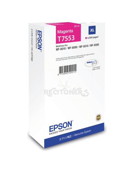 Cartucho de tinta C13T75534N EPSON - EPSON Cartucho Magenta XL 4000p WF-8xxx