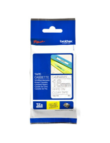 Papeleria TZe145 BROTHER - CINTA LAMINADA. TEXTO BLANCO SOBRE FONDOTRANSPARENTE 18MM X 8M TZ-E145 2