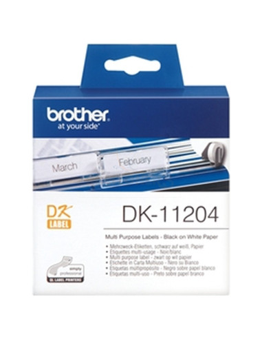 Papeleria DK11204 BROTHER - BROTHER ETIQUETA PRECORTADA BLANCA PAPEL 17X54MM 400 ETIQUETAS QL-/500/550/650TD