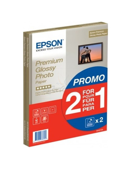Papeleria C13S042169 EPSON - EPSON PAPEL PREMIUM GLOSSY PHOTO A4 255GR PAQUETE 15H PROMOCIÓN 2X1 BLANCO BRILLO