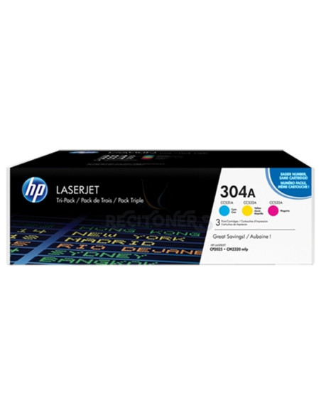 Toner CF372AM HP - HP TONER LASER TRICOLOR 304A PACK 3 (CC531-CC532-CC533)