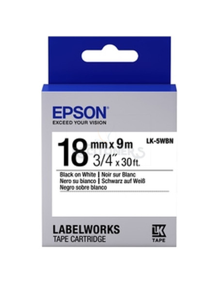 Toner C53S655006 EPSON - Epson cinta estándar negra/blanca 18/9 LK-5WBN