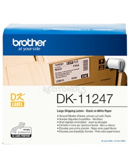 Papeleria DK11247 BROTHER - BROTHER Etiquetas precortadas para envios grandes. 180 etiquetas blancas de 103 x 164 mm