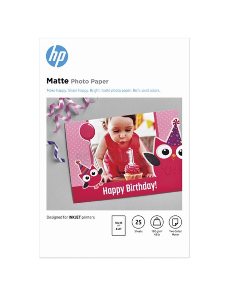 Papeleria 7HF70A HP - HP Papel foto mate 10x15cm 25hojas