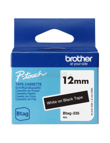 Papeleria BTAG335 BROTHER - BROTHER CINTA DOMÉSTICA BTAG BLANCO SOBRE NEGRO - PTN10, PTN20, PTN25BT - 12MMX4M 2