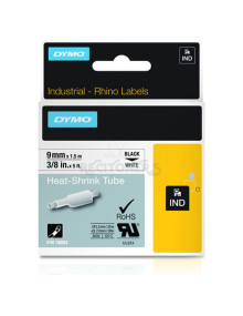 Papeleria 18053 DYMO - DYMO TUBO TERMORRETRACTIL CINTA ID1-9 - NEGRO SOBRE BLANCO - 9MMX1´5M - ROTULADORA RHINO