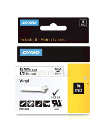 Papeleria 18444 DYMO - DYMO CINTA DE ETIQUETAS INDUSTRIAL ADHESIVA ID1-12 - NEGRO SOBRE BLANCO - 12MMX5´5M - VINILO