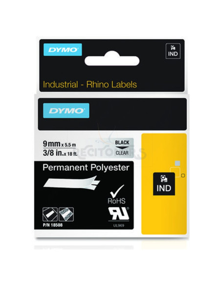 Toner 18508DMO DYMO - DYMO RHINO Cinta ID1-9 Negro/transparente polyester