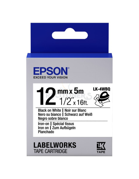 Cartucho de tinta C53S654024 EPSON - EPSON Cartucho de etiquetas Iron on LK-4WBQ Black/White 12mm (5m)
