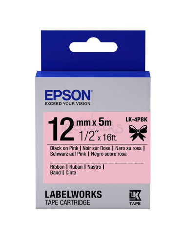 Cartucho de tinta C53S654031 EPSON - EPSON Cartucho de etiquetas de cinta satinada LK-4PBK negro/rosa de 12 mm (5 m)