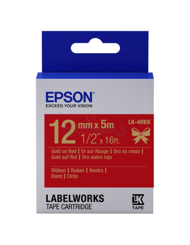 Cartucho de tinta C53S654033 EPSON - EPSON Cartucho de etiquetas de cinta satinada LK-4RKK oro/rojo de 12 mm (5 m)