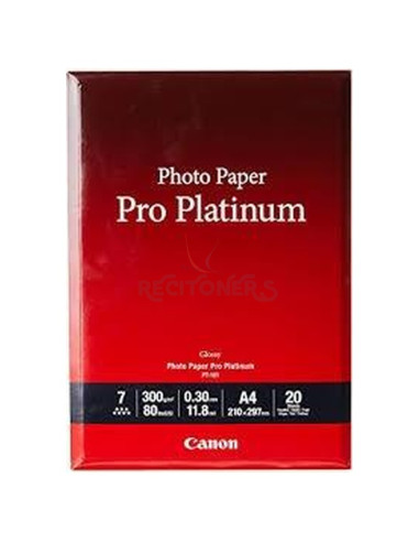 Papeleria 2768B016 CANON - CANON PAPEL FOTOGRÁFICO PRO PLATINUM PT-101 - A4 21X29,7CM - 300GR -20 HOJAS