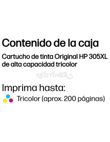 Cartucho de tinta 3YM63AE HP - HP Cartucho de tinta Original 305XL de alta capacidad tricolor Amarillo