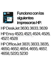 Cartucho de tinta F6U65AE HP - HP Cartucho de tinta original 302 tricolor Amarillo