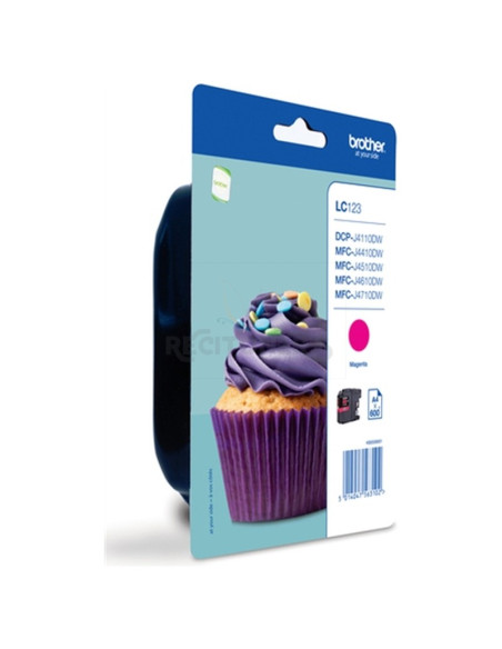 Cartucho de tinta LC123MBP BROTHER - BROTHER CARTUCHO MAGENTA 600 PÁGINAS BLISTER SIN ALARMA MFC/J4510DW/J4410DW DCP-/J4110DW